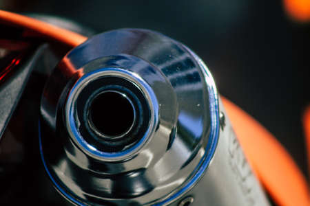 Limassol Cyprus May 24, 2020 Closeup of a KTM motorcycle parked in the streets of Limassol in Cyprus islandのeditorial素材