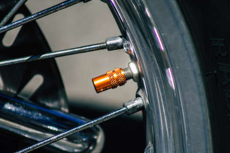 Limassol Cyprus May 24, 2020 Closeup of a KTM motorcycle parked in the streets of Limassol in Cyprus islandのeditorial素材