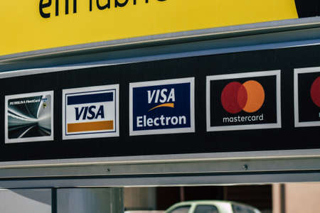 Limassol Cyprus May 24, 2020 View of a commercial sign in the streets of Limassol in Cyprus islandのeditorial素材