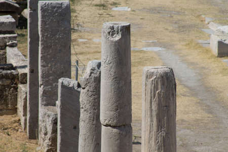 Athens Greece September 12, 2019 View of Greek archaeological ruins in Athens in the eveningのeditorial素材