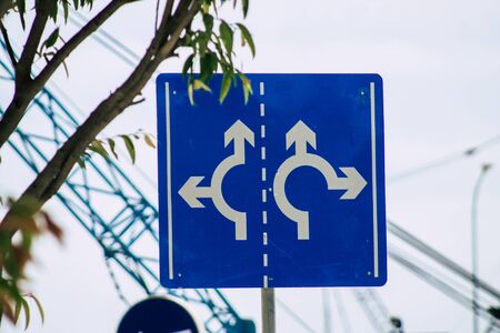 Limassol Cyprus May 26, 2020 View of street sign in the city of Limassol in Cyprus island
