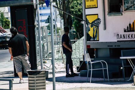 Limassol Cyprus May 26, 2020 View of a food truck parked in the streets of Limassol in Cyprus island