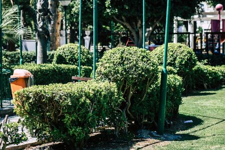 Limassol Cyprus May 28, 2020 View of the municipal public garden located on the coastal avenue right...