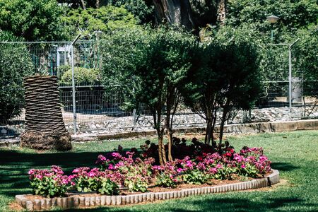 Limassol Cyprus May 28, 2020 View of the municipal public garden located on the coastal avenue right...