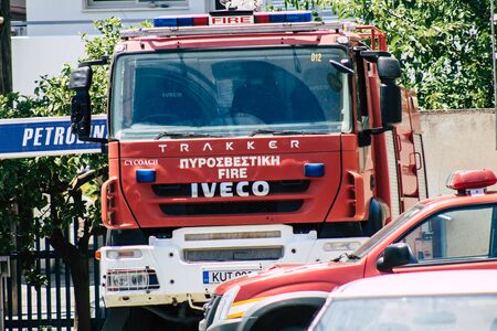 Limassol Cyprus May 29, 2020 View of the fire station located on the coastal avenue right in the heart of the city of Limassol in Cyprus islandの写真素材