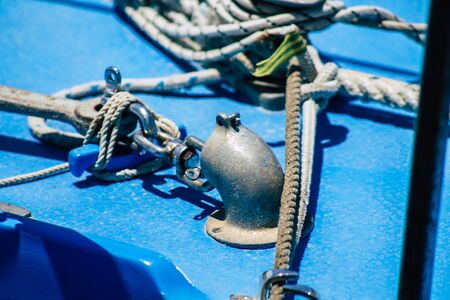 Limassol Cyprus May 30, 2020 Closeup of a fishing boat moored in the old port of Limassol in Cyprus islandの写真素材