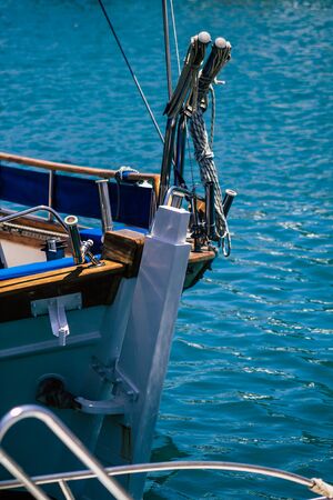 Limassol Cyprus May 30, 2020 Closeup of a fishing boat moored in the old port of Limassol in Cyprus islandの写真素材