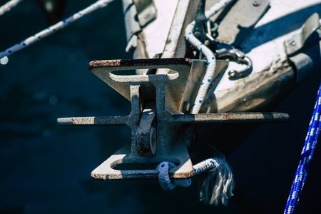 Limassol Cyprus May 30, 2020 Closeup of a fishing boat moored in the old port of Limassol in Cyprus islandの写真素材