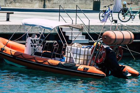 Limassol Cyprus May 30, 2020 View of a boat moored in the old port of Limassol in Cyprus islandの写真素材