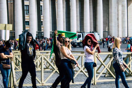 Vatican City Italy October 18, 2019 View of unknown people visiting St Peter's Square at Vatican City in the afternoonのeditorial素材