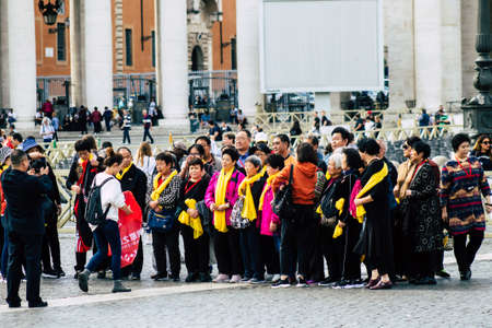 Vatican City Italy October 18, 2019 View of unknown people visiting St Peter's Square at Vatican City in the afternoonのeditorial素材