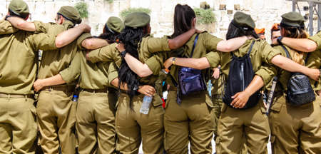 Jerusalem Israel May 21, 2018 View of a Israeli soldiers fraternity ceremony on the Western wall plaza in the old city of Jerusalem in the eveningのeditorial素材