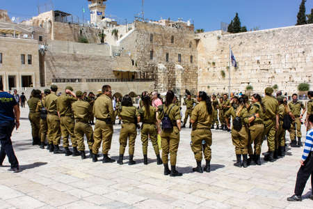 Jerusalem Israel May 21, 2018 View of a Israeli soldiers fraternity ceremony on the Western wall...