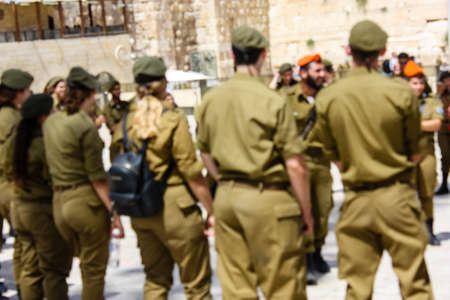 Jerusalem Israel May 21, 2018 View of a Israeli soldiers fraternity ceremony on the Western wall...