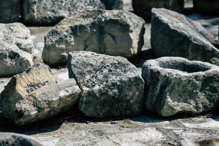 Limassol Cyprus June 01, 2020 View of the archaeological ruins of The medieval Limassol Castle situated near the old harbour in the heart of the historical centre of the city of Limassol in Cyprus islandの写真素材