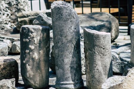 Limassol Cyprus June 01, 2020 View of the archaeological ruins of The medieval Limassol Castle situated near the old harbour in the heart of the historical centre of the city of Limassol in Cyprus islandの写真素材