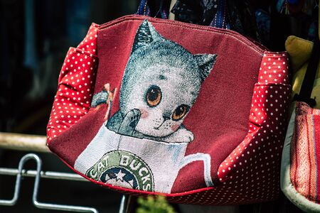 Limassol Cyprus June 01, 2020 Closeup of decorative objects sold in a souvenir shop in Limassol in...