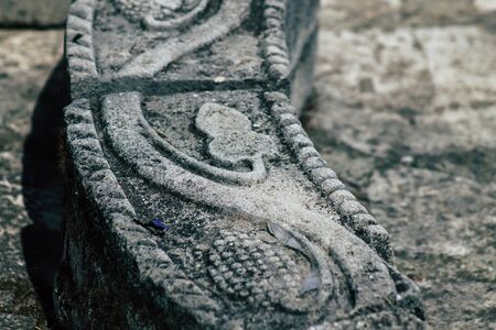 Limassol Cyprus June 01, 2020 View of the archaeological ruins of The medieval Limassol Castle situated near the old harbour in the heart of the historical centre of the city of Limassol in Cyprus islandの写真素材