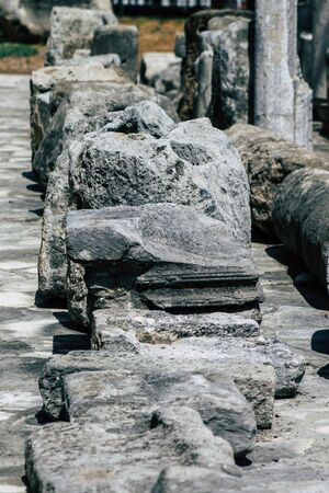 Limassol Cyprus June 01, 2020 View of the archaeological ruins of The medieval Limassol Castle situated near the old harbour in the heart of the historical centre of the city of Limassol in Cyprus islandの写真素材