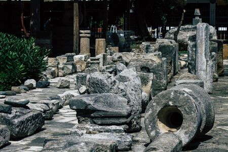 Limassol Cyprus June 01, 2020 View of the archaeological ruins of The medieval Limassol Castle situated near the old harbour in the heart of the historical centre of the city of Limassol in Cyprus islandの写真素材