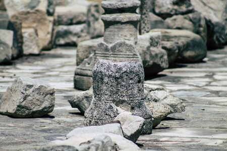 Limassol Cyprus June 01, 2020 View of the archaeological ruins of The medieval Limassol Castle situated near the old harbour in the heart of the historical centre of the city of Limassol in Cyprus islandの写真素材