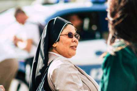 Vatican City Italy October 18, 2019 View of unknown people visiting St Peter's Square at Vatican City in the afternoonのeditorial素材