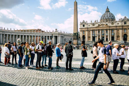 Vatican City Italy October 18, 2019 View of unknown people visiting St Peter's Square at Vatican City in the afternoonのeditorial素材