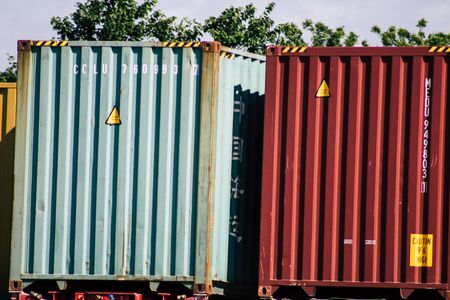 Limassol Cyprus June 03, 2020 View of metal shipping container with suitable strength to withstand...