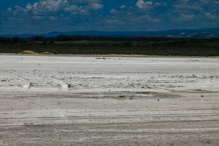 Limassol Cyprus June 03, 2020 View of Limassol Salt Lake, the largest inland body of water on the island of Cyprusの写真素材