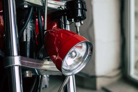 Limassol Cyprus June 01, 2020 Closeup of a motorcycle parked in the streets of Limassol in Cyprus islandのeditorial素材