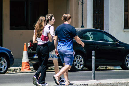 Limassol Cyprus June 01, 2020 View of unidentified people walking in the heart of the historical centre of the city of Limassol in Cyprus islandのeditorial素材