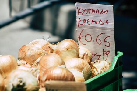 Limassol Cyprus June 06, 2020 View of various fresh vegetables sold at the market of Limassol in Cyprus islandの写真素材