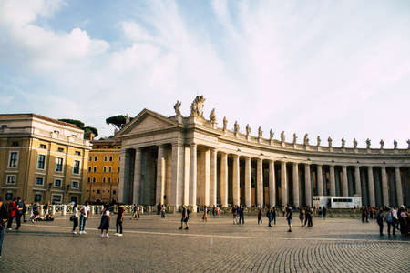 Vatican City Italy October 18, 2019 View of unknown people visiting St Peter's Square at Vatican City in the afternoonのeditorial素材