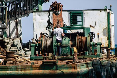 Limassol Cyprus June 10, 2020 View of a floating mobile platform near Limassol beach in Cyprus islandの写真素材