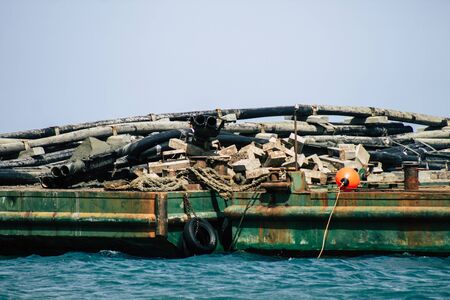 Limassol Cyprus June 10, 2020 View of a floating mobile platform near Limassol beach in Cyprus islandの写真素材