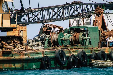 Limassol Cyprus June 10, 2020 View of a floating mobile platform near Limassol beach in Cyprus islandの写真素材