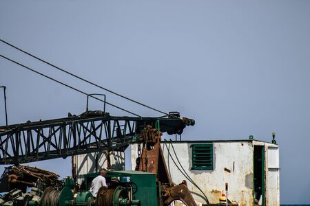 Limassol Cyprus June 10, 2020 View of a floating mobile platform near Limassol beach in Cyprus islandの写真素材