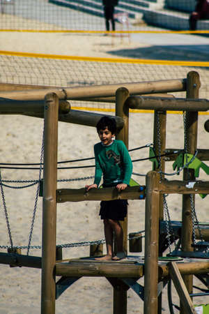 Tel Aviv Israel February 17, 2020 View of unidentified Israeli people having fun on the beach of Tel Aviv in winterのeditorial素材