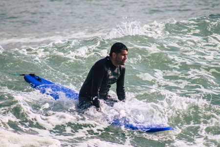 Tel Aviv Israel February 22, 2020 View of unidentified Israeli people having fun on the beach of Tel Aviv in winterのeditorial素材