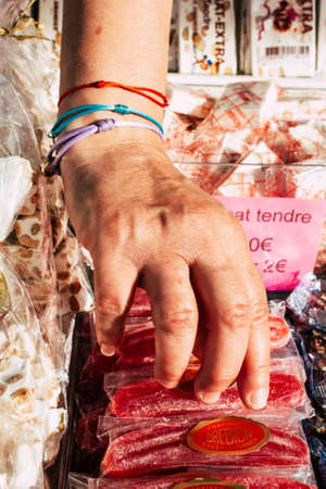 Reims France April 21, 2019 View of fun fair with its colorful stands located in the center of the city of Reims in the afternoonのeditorial素材