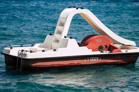 Limassol Cyprus June 10, 2020 View of a water sports center used mainly for recreation located on the beach of Limassol in Cyprus islandの写真素材
