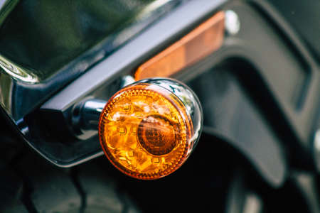 Limassol Cyprus June 10, 2020 Closeup of the mechanical part of a Harley Davidson motorbike parked...