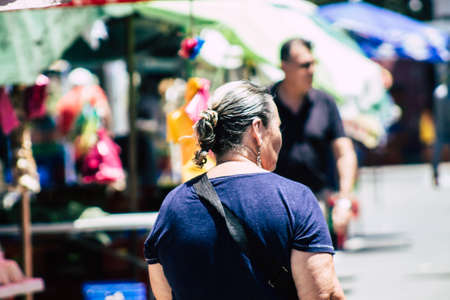 Limassol Cyprus June 06, 2020 View of an unidentified people shopping at the Limassol market in the morningのeditorial素材