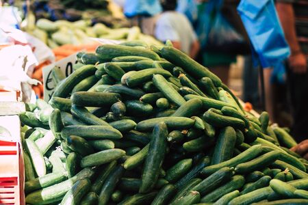 Limassol Cyprus June 13, 2020 View of various vegetables sold at the market of Limassol in Cyprus islandの写真素材