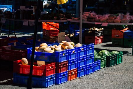 Limassol Cyprus June 13, 2020 View of various vegetables sold at the market of Limassol in Cyprus islandの写真素材