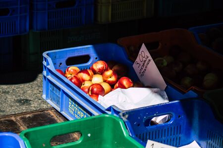 Limassol Cyprus June 13, 2020 View of various fresh fruits sold at the market of Limassol in Cyprus islandの写真素材