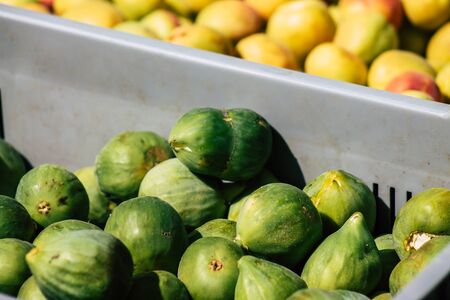 Limassol Cyprus June 13, 2020 View of various fresh fruits sold at the market of Limassol in Cyprus...