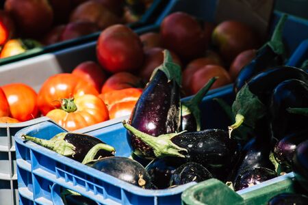 Limassol Cyprus June 13, 2020 View of various vegetables sold at the market of Limassol in Cyprus...