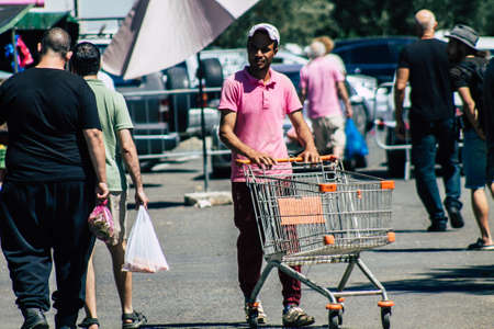 Limassol Cyprus June 13, 2020 Portrait of unidentified people shopping at the Limassol market in the morningのeditorial素材