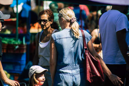 Limassol Cyprus June 13, 2020 Portrait of unidentified people shopping at the Limassol market in the morningのeditorial素材